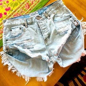 One x Oneteaspoon Short Shorts Ripped Rockstar denim Size 23 Small